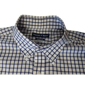 Preswick & Moore Mens XL Regular Fit Wrinkle Free Blue Check Button Down Shirt